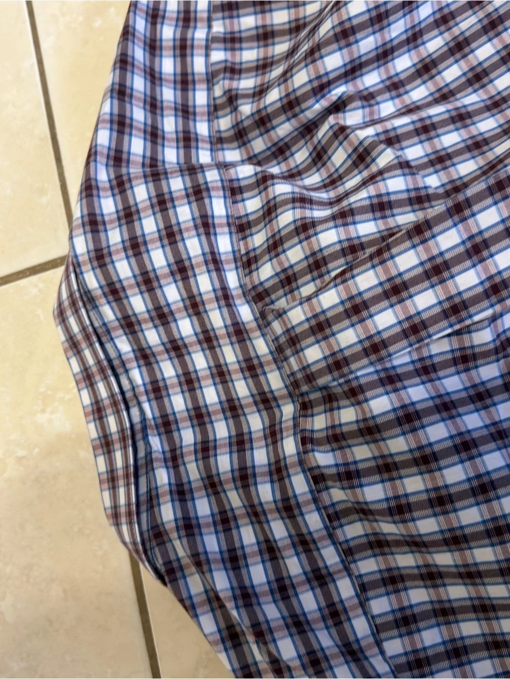 Stafford Smart Tech Men's Plaid Button-Up Shirt - Burgundy/Blue XL 17-17 1/2